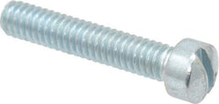 Value Collection - #8-32 UNC, 7/8" Length Under Head Slotted Drive Machine Screw - Fillister Head, Grade J82 Steel, Zinc-Plated Finish, Without Washer - Exact Tool & Supply