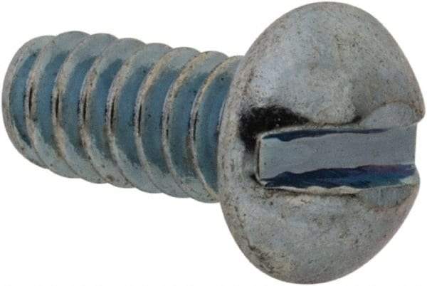 Value Collection - #10-24 UNC, 5/8" Length Under Head Slotted Drive Machine Screw - Fillister Head, Grade J82 Steel, Zinc-Plated Finish, Without Washer - Exact Tool & Supply