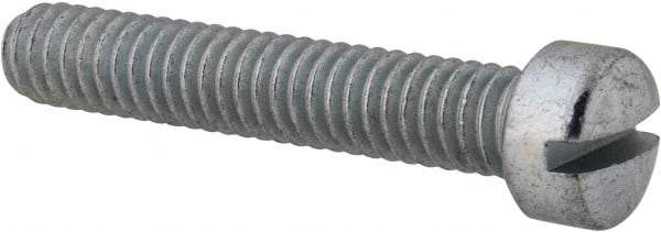 Value Collection - #12-24 UNC, 1-1/4" Length Under Head Slotted Drive Machine Screw - Fillister Head, Grade 2 Steel, Zinc-Plated Finish, Without Washer - Exact Tool & Supply