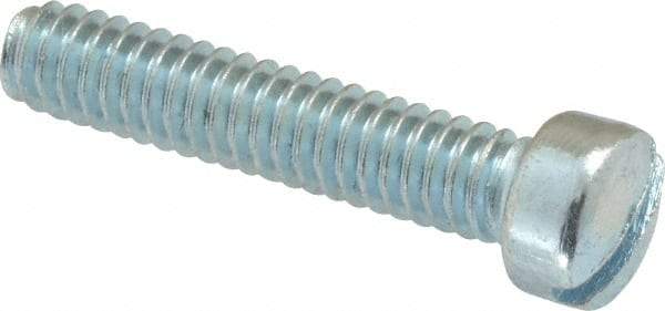 Value Collection - 1/4-20 UNC, 1-1/4" Length Under Head Slotted Drive Machine Screw - Fillister Head, Grade 2 Steel, Zinc-Plated Finish, Without Washer - Exact Tool & Supply