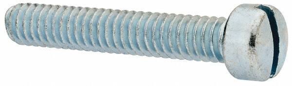 Value Collection - 1/4-20 UNC, 1-1/2" Length Under Head Slotted Drive Machine Screw - Fillister Head, Grade J82 Steel, Zinc-Plated Finish, Without Washer - Exact Tool & Supply