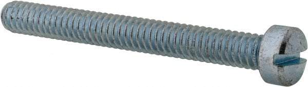 Value Collection - 1/4-20 UNC, 2-1/4" Length Under Head Slotted Drive Machine Screw - Fillister Head, Grade 2 Steel, Zinc-Plated Finish, Without Washer - Exact Tool & Supply