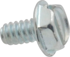 Value Collection - #6-32 UNC, 1/4" OAL Slotted Drive Machine Screw - Hex Washer Head, Grade J82 Steel, Zinc-Plated Finish, Without Washer - Exact Tool & Supply