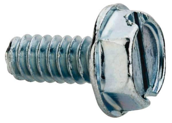 Value Collection - #6-32 UNC, 5/16" OAL Slotted Drive Machine Screw - Hex Washer Head, Grade J82 Steel, Zinc-Plated Finish, Without Washer - Exact Tool & Supply