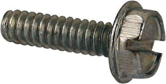 Value Collection - #6-32 UNC, 1/2" OAL Slotted Drive Machine Screw - Hex Washer Head, Grade J82 Steel, Zinc-Plated Finish, Without Washer - Exact Tool & Supply