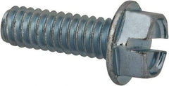 Value Collection - 1/4-20 UNC, 3/4" OAL Slotted Drive Machine Screw - Hex Washer Head, Grade J82 Steel, Zinc-Plated Finish, Without Washer - Exact Tool & Supply