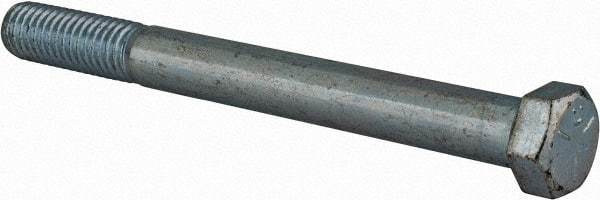 Made in USA - 7/16-14 UNC, 4-1/2" Length Under Head Hex Head Cap Screw - Partially Threaded, Grade 5 Steel, Zinc-Plated Finish, 5/8" Hex - Exact Tool & Supply
