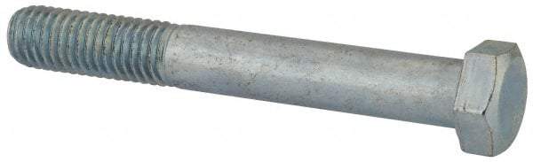 Value Collection - 1/2-13 UNC, 3-3/4" Length Under Head Hex Head Cap Screw - Partially Threaded, Grade 2 Steel, Zinc-Plated Finish, 3/4" Hex - Exact Tool & Supply