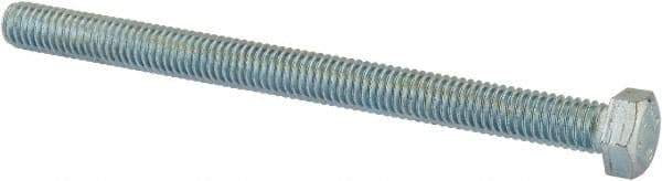 Value Collection - 3/8-16 UNC, 5" Length Under Head Hex Head Cap Screw - Fully Threaded, Grade 2 Steel, Zinc-Plated Finish, 9/16" Hex - Exact Tool & Supply