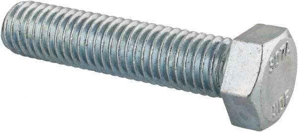 Value Collection - 1/2-13 UNC, 2-1/4" Length Under Head Hex Head Cap Screw - Fully Threaded, Grade 2 Steel, Zinc-Plated Finish, 3/4" Hex - Exact Tool & Supply