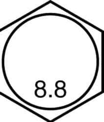 Value Collection - M10x1.00mm Metric Fine, 50mm Length Under Head Hex Head Cap Screw - Partially Threaded, Grade 8.8 Steel, Uncoated, 17mm Hex - Exact Tool & Supply
