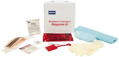 North - 17 Piece, 1 Person, Bloodborne Pathogen Kit - 9-1/2" Wide x 2-5/8" Deep x 9-1/2" High, Plastic Case - Exact Tool & Supply