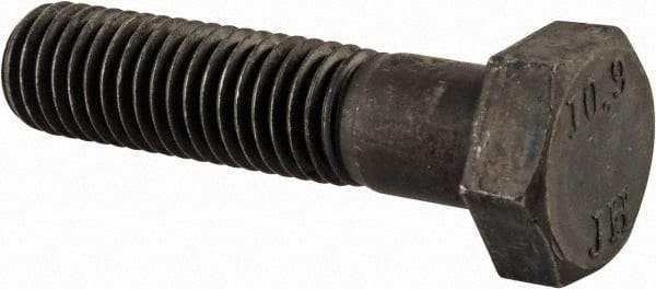 Value Collection - M12x1.75mm Metric Coarse, 50mm Length Under Head Hex Head Cap Screw - Partially Threaded, Grade 10.9 Steel, Black Oxide Finish, 19mm Hex - Exact Tool & Supply