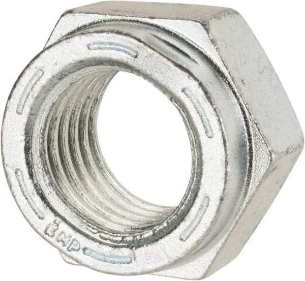 Value Collection - 1-1/8 - 7 UNC Grade C Hex Lock Nut with Distorted Thread - 1-11/16" Width Across Flats, 1" High, Cadmium Clear-Plated Finish - Exact Tool & Supply