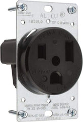Leviton - 250 VAC, 50 Amp, 6-50P NEMA Configuration, Black, Industrial Grade, Self Grounding Single Receptacle - 1 Phase, 2 Poles, 3 Wire, Flush Mount, Tamper Resistant - Exact Tool & Supply