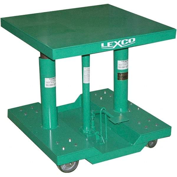 Wesco Industrial Products - 2,000 Lb Capacity Manual Hydraulic Post Lift Table - 30" to 48" Lift Height, 30" Platform Length x 30" Platform Width - Exact Tool & Supply