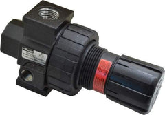 Parker - 1/2 NPT Port, 90 CFM, Zinc Standard Regulator - 2 to 125 psi Range, 250 Max psi Supply Pressure, 1/4" Gauge Port Thread, 3.24" Wide x 6.4" High - Exact Tool & Supply