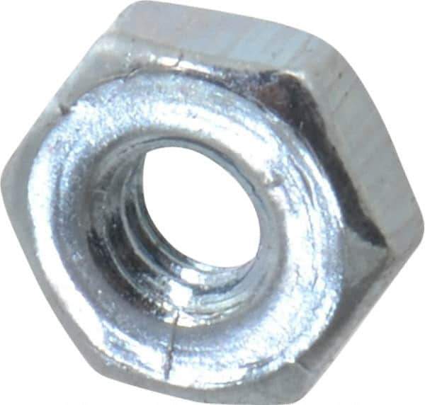 Value Collection - #2-64 UN Steel Right Hand Machine Screw Hex Nut - 3/16" Across Flats, 0.066" High, Zinc-Plated Finish, 2B Class of Fit - Exact Tool & Supply