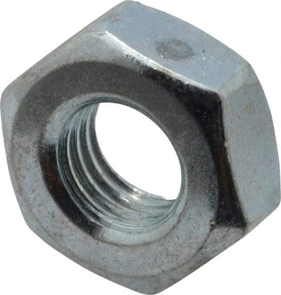Value Collection - 1/4-28 UN Steel Right Hand Machine Screw Hex Nut - 7/16" Across Flats, 0.193" High, Zinc-Plated Finish, 2B Class of Fit - Exact Tool & Supply