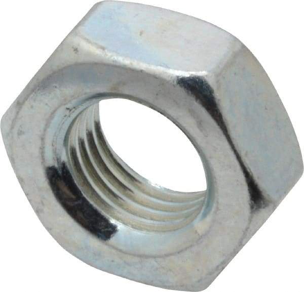 Value Collection - 3/8-24 UN Steel Right Hand Machine Screw Hex Nut - 5/8" Across Flats, 0.257" High, Zinc-Plated Finish, 2B Class of Fit - Exact Tool & Supply