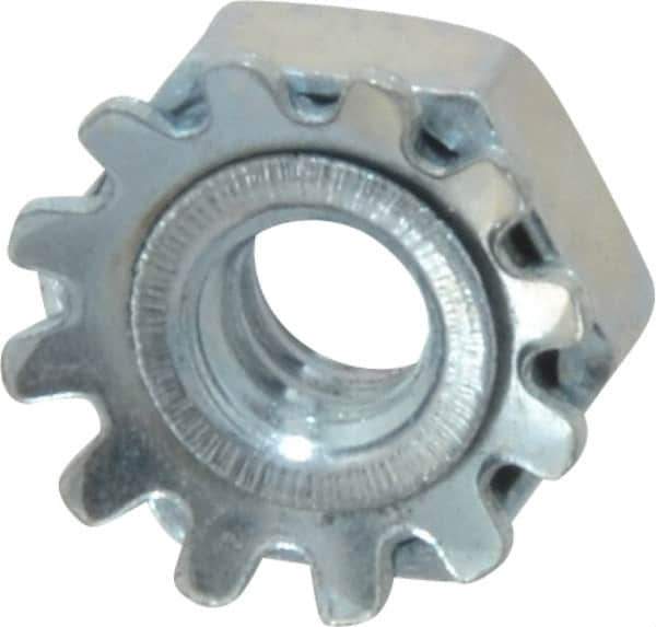 Value Collection - #4-40, Zinc Plated, Steel Hex Nut with External Tooth Washer - 9/32" Washer Diam, 1/4" Width Across Flats - Exact Tool & Supply