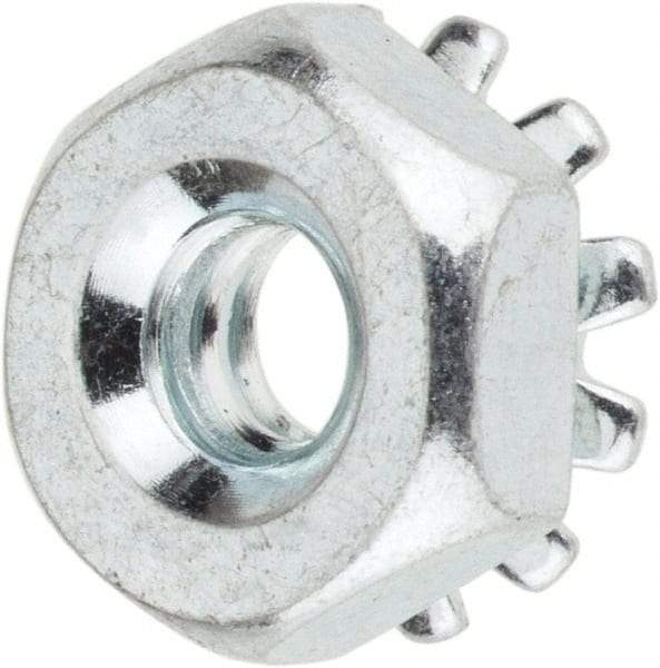 Value Collection - #6-32, Zinc Plated, Steel Hex Nut with External Tooth Washer - 11/32" Washer Diam, 5/16" Width Across Flats - Exact Tool & Supply