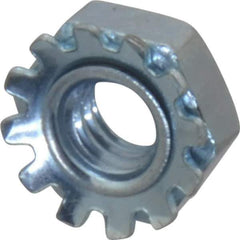 Value Collection - #8-32, Zinc Plated, Steel Hex Nut with External Tooth Washer - 5/16" Washer Diam, 11/32" Width Across Flats - Exact Tool & Supply