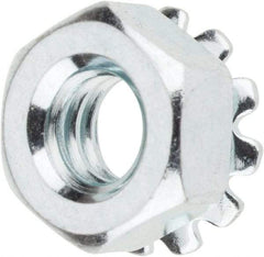 Value Collection - 1/4-20, Zinc Plated, Steel Hex Nut with External Tooth Washer - 1/2" Washer Diam, 7/16" Width Across Flats - Exact Tool & Supply