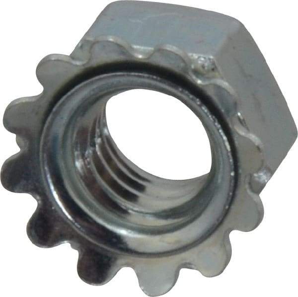 Value Collection - 5/16-18, Zinc Plated, Steel Hex Nut with External Tooth Washer - 19/32" Washer Diam, 1/2" Width Across Flats - Exact Tool & Supply