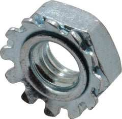 Value Collection - #10-32, Zinc Plated, Steel Hex Nut with External Tooth Washer - 13/32" Washer Diam, 3/8" Width Across Flats - Exact Tool & Supply