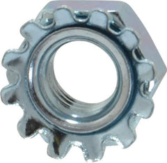 Value Collection - 1/4-28, Zinc Plated, Steel Hex Nut with External Tooth Washer - 1/2" Washer Diam, 7/16" Width Across Flats - Exact Tool & Supply