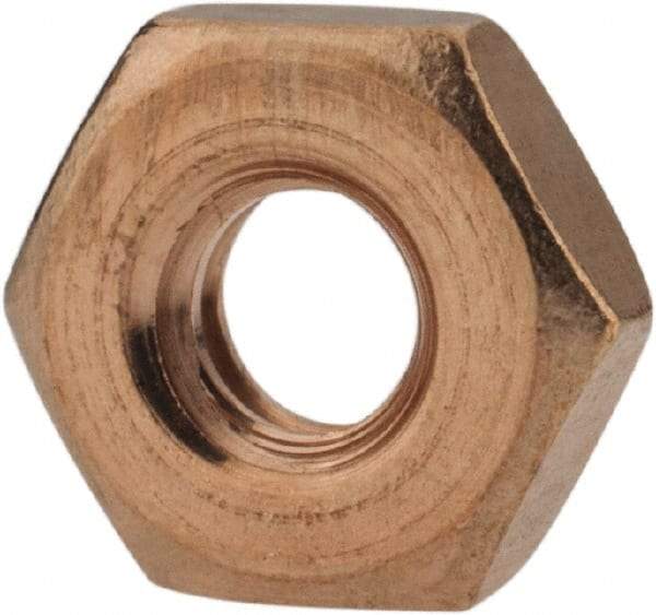 Value Collection - #10-24 UNC Silicon Bronze Right Hand Machine Screw Hex Nut - 3/8" Across Flats, 1/8" High, Uncoated - Exact Tool & Supply