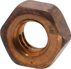 Value Collection - 1/4-20 UN Silicon Bronze Right Hand Machine Screw Hex Nut - 7/16" Across Flats, 3/16" High, Uncoated - Exact Tool & Supply