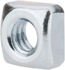 Value Collection - 1/4-20 Steel Square Nut - Zinc Plated, 7/16" Square Width x 7/32" Overall Height - Exact Tool & Supply