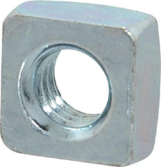 Value Collection - 3/8-16 Steel Square Nut - Zinc Plated, 5/8" Square Width x 21/64" Overall Height - Exact Tool & Supply