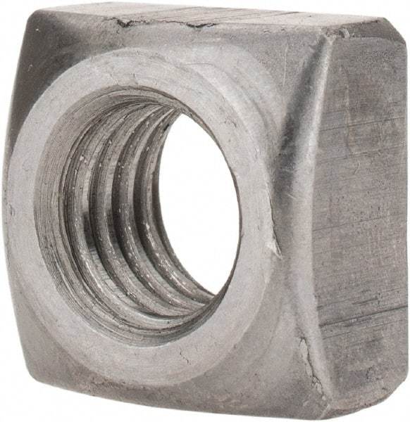 Value Collection - 1/2-13 Steel Square Nut - Uncoated, 13/16" Square Width x 7/16" Overall Height - Exact Tool & Supply