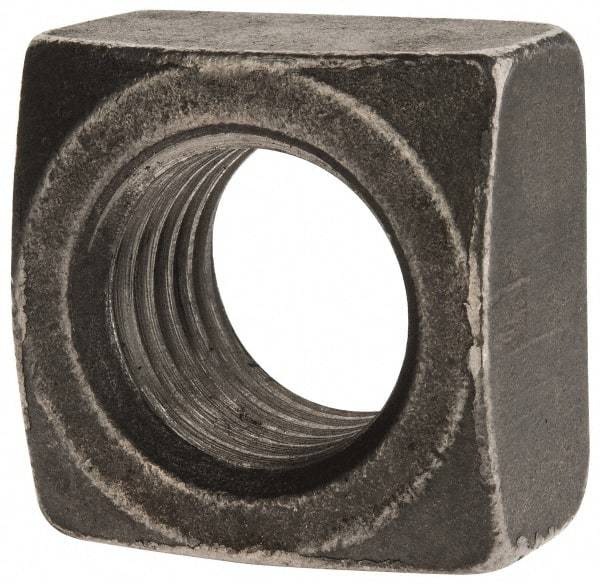 Value Collection - 1-8 Steel Square Nut - Uncoated, 1-1/2" Square Width x 7/8" Overall Height - Exact Tool & Supply