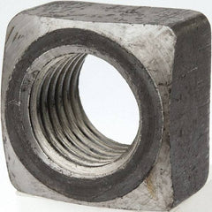 Value Collection - 1-1/8-7 Steel Square Nut - Uncoated, 1-11/16" Square Width x 1" Overall Height - Exact Tool & Supply