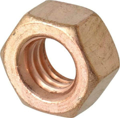 Value Collection - 5/16-18 UNC Silicon Bronze Right Hand Hex Nut - 1/2" Across Flats, 17/64" High, Uncoated - Exact Tool & Supply