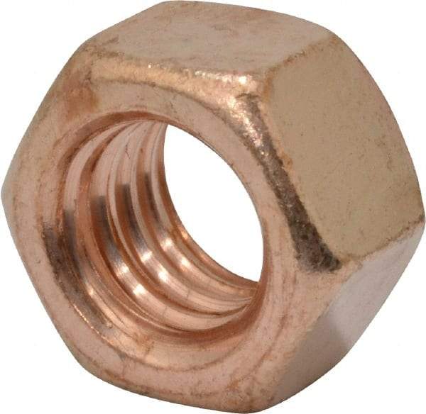 Value Collection - 3/8-16 UNC Silicon Bronze Right Hand Hex Nut - 9/16" Across Flats, 21/64" High, Uncoated - Exact Tool & Supply