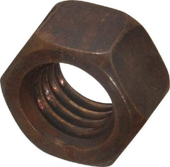Value Collection - 1/2-13 UNC Silicon Bronze Right Hand Hex Nut - 3/4" Across Flats, 7/16" High, Uncoated - Exact Tool & Supply