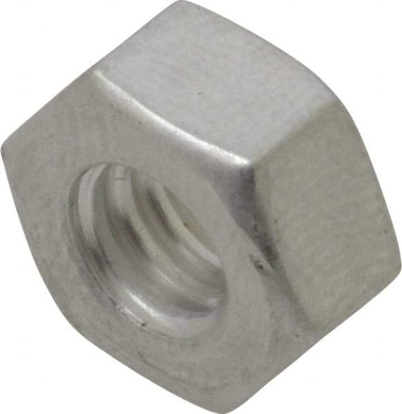 Value Collection - 1/4-20 UN Aluminum Right Hand Hex Nut - 7/16" Across Flats, 7/32" High, Uncoated - Exact Tool & Supply