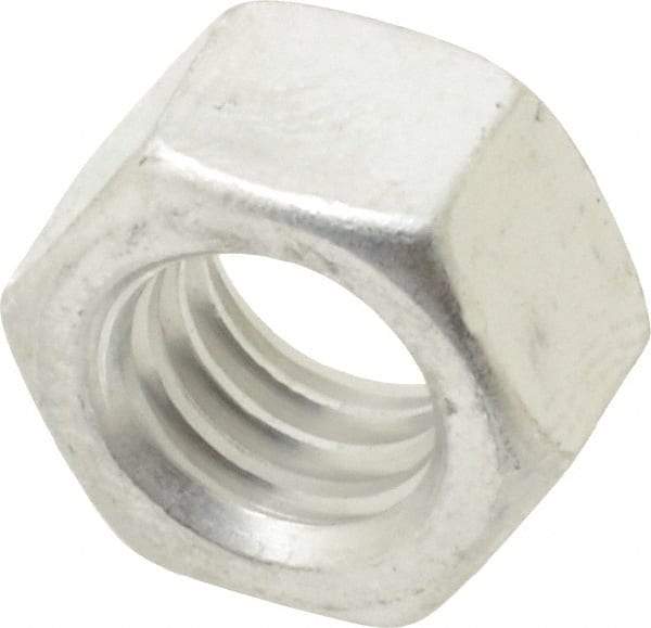 Value Collection - 3/8-16 UN Aluminum Right Hand Hex Nut - 9/16" Across Flats, 21/64" High, Uncoated - Exact Tool & Supply