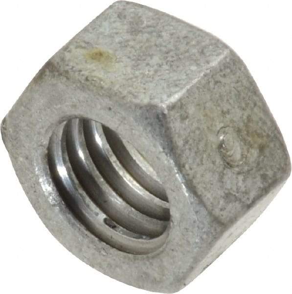 Value Collection - 3/8-16 UNC Steel Right Hand Hex Nut - 9/16" Across Flats, 21/64" High, Hot Dipped Galvanized Finish - Exact Tool & Supply