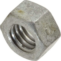 Value Collection - 3/8-16 UNC Steel Right Hand Hex Nut - 9/16" Across Flats, 21/64" High, Hot Dipped Galvanized Finish - Exact Tool & Supply