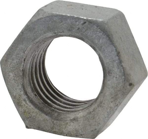 Value Collection - 1/2-13 UNC Steel Right Hand Hex Nut - 3/4" Across Flats, 7/16" High, Hot Dipped Galvanized Finish - Exact Tool & Supply