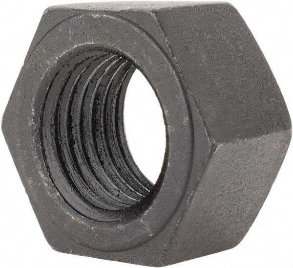 Value Collection - 1-1/2 - 6 UNC Steel Right Hand Hex Nut - 2-1/4" Across Flats, 1-9/32" High, Black Oxide Finish - Exact Tool & Supply