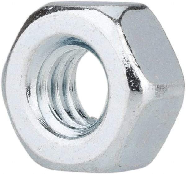 Value Collection - 1/4-20 UNC Steel Right Hand Hex Nut - 7/16" Across Flats, 7/32" High, Zinc-Plated Finish - Exact Tool & Supply