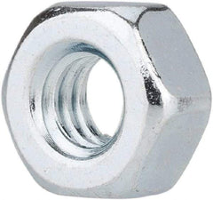 Value Collection - 1/4-20 UNC Steel Right Hand Hex Nut - 7/16" Across Flats, 7/32" High, Zinc-Plated Finish - Exact Tool & Supply
