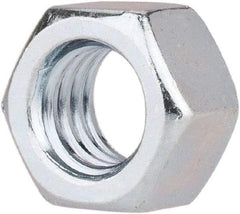 Value Collection - 3/8-16 UNC Steel Right Hand Hex Nut - 9/16" Across Flats, 21/64" High, Zinc-Plated Finish - Exact Tool & Supply